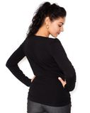 Be MaaMaa Tehotenské  tričko dlhý rukáv Baby - čierné - S