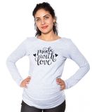 Be MaaMaa Tehotenské  tričko dlhý rukáv In Love - sivá vel. XS