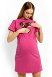 Be MaaMaa Tehotenská, dojčiace nočná košeľa Minnie, XXL - rúžová