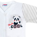 Dojčenské celorozopínacie body s dlhým rukávom New Baby Panda sivá 56 (0-3m)