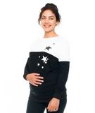 Be MaaMaa Tehotenské a dojčiace triko/mikina Stars, dlhý rukáv, čierno-biela, veľ. M