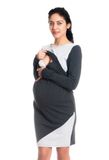 Be MaaMaa Tehotenské / dojčiace šaty Jane, dlhý rukáv - grafitové