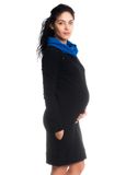 Be MaaMaa Teplákové tehotenské / dojčiace šaty Eline, dlhý rukáv - čierne, veľ. XL
