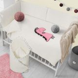 6-dielne posteľné obliečky Belisima Dino 3D 90/120 smotanovo-ružové ružová 