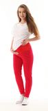 Tehotenské nohavice/tepláky Gregx, Vigo s vreckami - červené, veľ. S