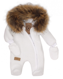 Z &amp; Z Zimná kombinéza s kapucňou a kožušinou + rukavičky, biela, veľ. 62