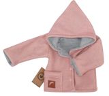 Z &amp; Z Pletený, obojstranný svetrík s kapucňou, ružovo-sivý, veľ. 62