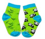 Baby Nellys Bavlnené veselé ponožky  Panda - zelené, veľ. 122/128