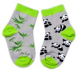 Baby Nellys Bavlnené veselé ponožky  Panda - sivé, veľ. 104/116