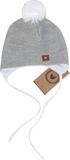 Z&amp;Z Dvojvrstvová pletená čiapka na zaväzovanie s brmbolcom, sivá, veľ. 68