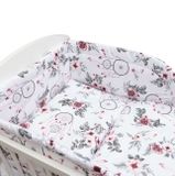 3-dielne posteľné obliečky New Baby 90/120 cm biele kvety a pierka biela 