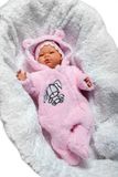 Baby Nellys Chlpáčkový overálek s kapucňou, Cute Bunny - svetlo ružový, veľ. 62
