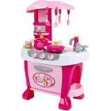 Veľká detská kuchynka s dotykovým senzorom Baby Mix + príslušenstvo ružová 