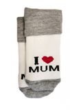 Dojčenské froté bavlnené ponožky I Love Mum, bielo/sivé 80/86