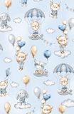 Baby Nellys 2-dielne bavlnené obliečky, Lietajúce zvieratká, modré, 135x100 cm