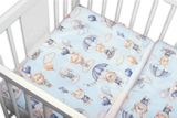 BABY NELLYS 3-dielna sada mantinel s obliečkami, Lietajúce zvieratká, modrá, 135x100 cm