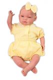 Baby Nellys 3-dielna mušelínová súpravička, body, kraťasky+čelenka GIRL, žltá