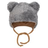 Zimná dojčenská čiapočka so šatkou na krk New Baby Teddy bear šedá sivá 62 (3-6m)