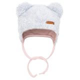 Zimná dojčenská čiapočka so šatkou na krk New Baby Teddy bear šedo ružová sivá 74 (6-9m)