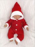 Z&amp;Z Detský pletený overal s kapucňou Baby Santa, červený, veľ. 86