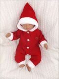 Z&amp;Z Detský pletený overal s kapucňou Baby Santa, červený, veľ. 86