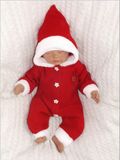 Z&amp;Z Detský pletený overal s kapucňou Baby Santa, červený