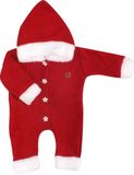 Z&amp;Z Detský pletený overal s kapucňou Baby Santa, červený, veľ. 80