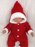 Z&amp;Z Detský pletený overal s kapucňou Baby Santa, červený, veľ. 80
