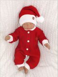 Z&amp;Z 2-dielna sada Pletený overálok + čiapočka Baby Santa, červený