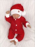 Z&amp;Z 2-dielna sada Pletený overálok + čiapočka Baby Santa, červený, veľ. 86