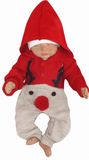 Z&amp;Z Detský pletený Vianočný overálek s kapucňou a gombíkmi Baby Sob, červený, veľ. 68
