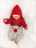 Z&amp;Z Detský pletený Vianočný overálek s kapucňou a gombíkmi Baby Sob, červený, veľ. 80