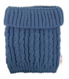 Pletená zimná čiapka s brmbolcom + komínček BABY NELLYS - modrá, jeans,veľ. 48-52cm