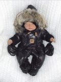 Zimná kombinéza s dvojitým zipsom, kapucňou a kožušinou+rukavičky, Z&amp;Z Angel,čierny,veľ.74