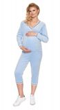 Be MaaMaa Tehotenské, dojčiace velúrové pyžamo 3/4 - modré, veľ. S/M