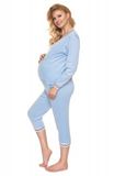 Be MaaMaa Tehotenské, dojčiace velúrové pyžamo 3/4 - modré, veľ. S/M