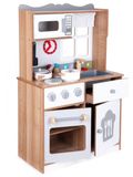 Veľká drevená kuchynka s príslušenstvom, Eco Toys 60 x 92 cm x 30 cm - biela/prírodná
