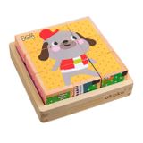 Skladacie edukačné drevené kocky v krabičke Akuku ZOO 9 ks podľa obrázku 