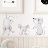 Samolepka na stenu Myšia rodina sivá 