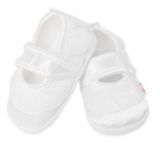 Dojčenské capáčky/topánočky s čipkou a mašľou, Baby Nellys, biele, veľ. 62/68, 11,5cm