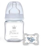 Antikoliková fľaštička 120ml + cumlík set Canpol Babies, Mini Boy - Little Prince