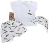 Mušelínové tričko, kraťasy + šatka, 3D sada, Pierka Z&amp;Z, biela/smotana, veľ. 86