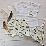 Mušelínové tričko, kraťasy + šatka, 3D sada, Pierka Z&amp;Z, biela/smotana, veľ. 62