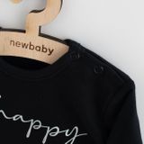 Dojčenské bavlnené body s krátkym rukávom New Baby Be Happy Čierna 80 (9-12m)