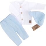 Mušelínová košeľa, nohavice + čiapky, 3D sada, Boy Z&amp;Z, biela/modrá