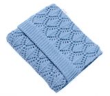 Luxusná bavlnená háčkovaná deka, dečka LOVE, 75x95cm - modrá