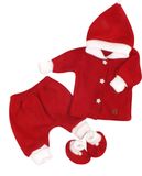 Z&amp;Z 3-dielna pletená súprava, kabátik, nohavice a topánočky Baby Santa, červená, veľ. 74