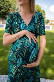 Tehotenské a dojčiace šaty Two Ways LONG milk &amp; love zeleno modré podľa obrázku L