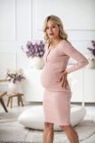 Tehotenské a dojčiace šaty rebrované Tummy milk &amp; love púdrovo ružová L