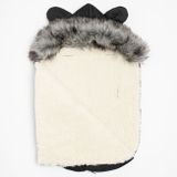 Luxusný zimný fusak s kapucňou s uškami New Baby Alex Wool black Čierna 